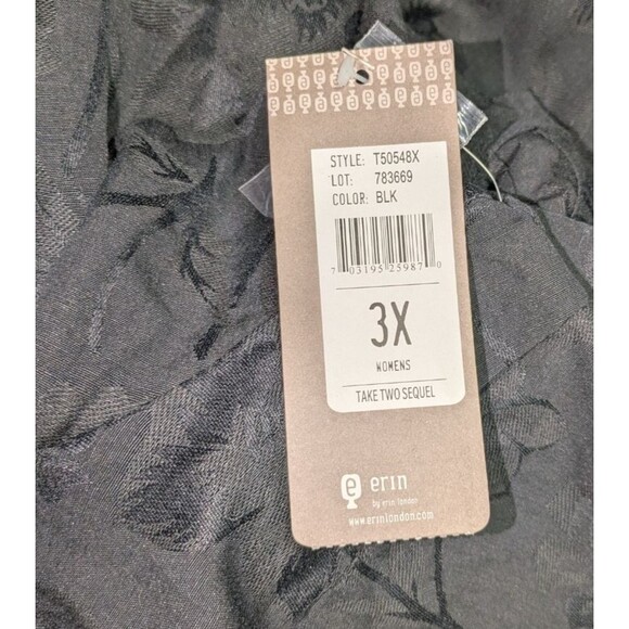 NWT Erin by Erin London Jacket 3X Women's Black Jacquard Button Down Swing Linen - Picture 6 of 7